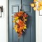 Set of 2 27"H Fall Dahlia Pumpkin, Leaf and Berry Teardrop Swag